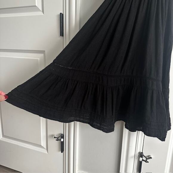 Rails Tara Black Lace Detail Mini Flutter Sleeve Linen Blend Dress Large - Picture 4 of 11